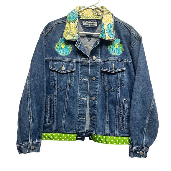 Y2K Vintage BUMS Jean Denim Jacket Custom Design by Dee ADORABLE Festival - Picture 1 of 12